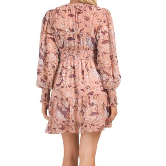 ONE Pretty Time Anthropologie Floral Boho V-neck Flowy Dégagé Feminine Dress - Picture 2 of 12